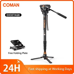 COMAN DX327AQ6 Aluminum Fiber Video Monopod Fluid Head Compatible Manfrotto DJI RS2 3 With Quick Release Plate For DSLR Camera