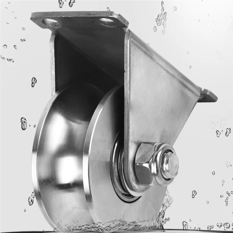 Rodas de porta deslizante de aço inoxidável, rolos U-Slot, Heavy Duty, Smooth Rolling, Dual Bearing Plate Rodízios, 2in, 304