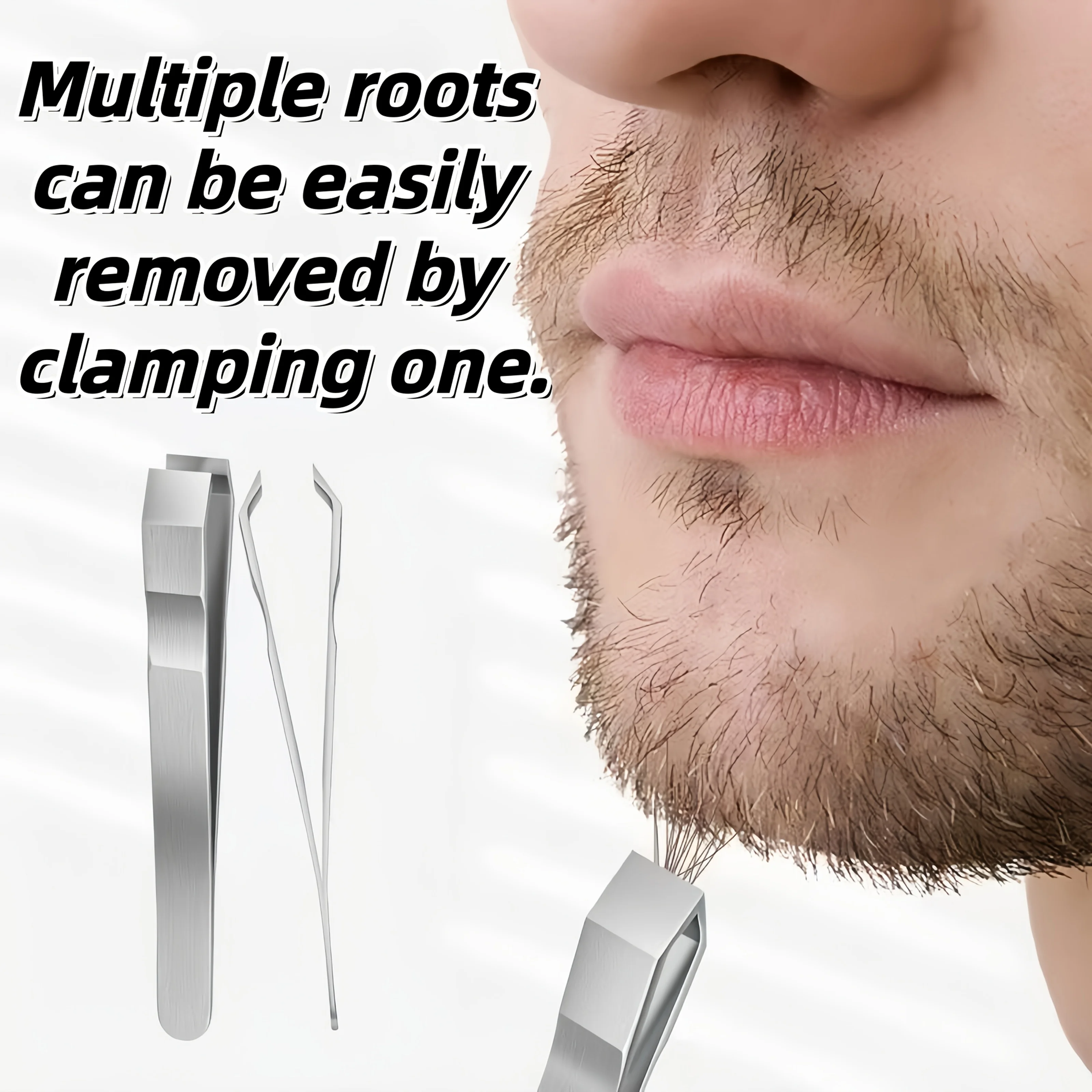 Aparador de Barba e Bigode em Aço Inoxidável com Pinça de Precisão para Cuidados com os Pelos Faciais, Profissional e para Uso em Bigode