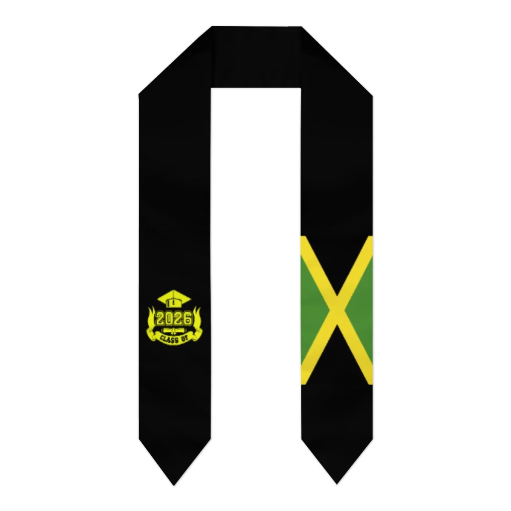 

Class of 2026 Jamaica Flag Scarf Top Print Graduation Sash Stole International Study Abroad Adult Unisex 183*15CM