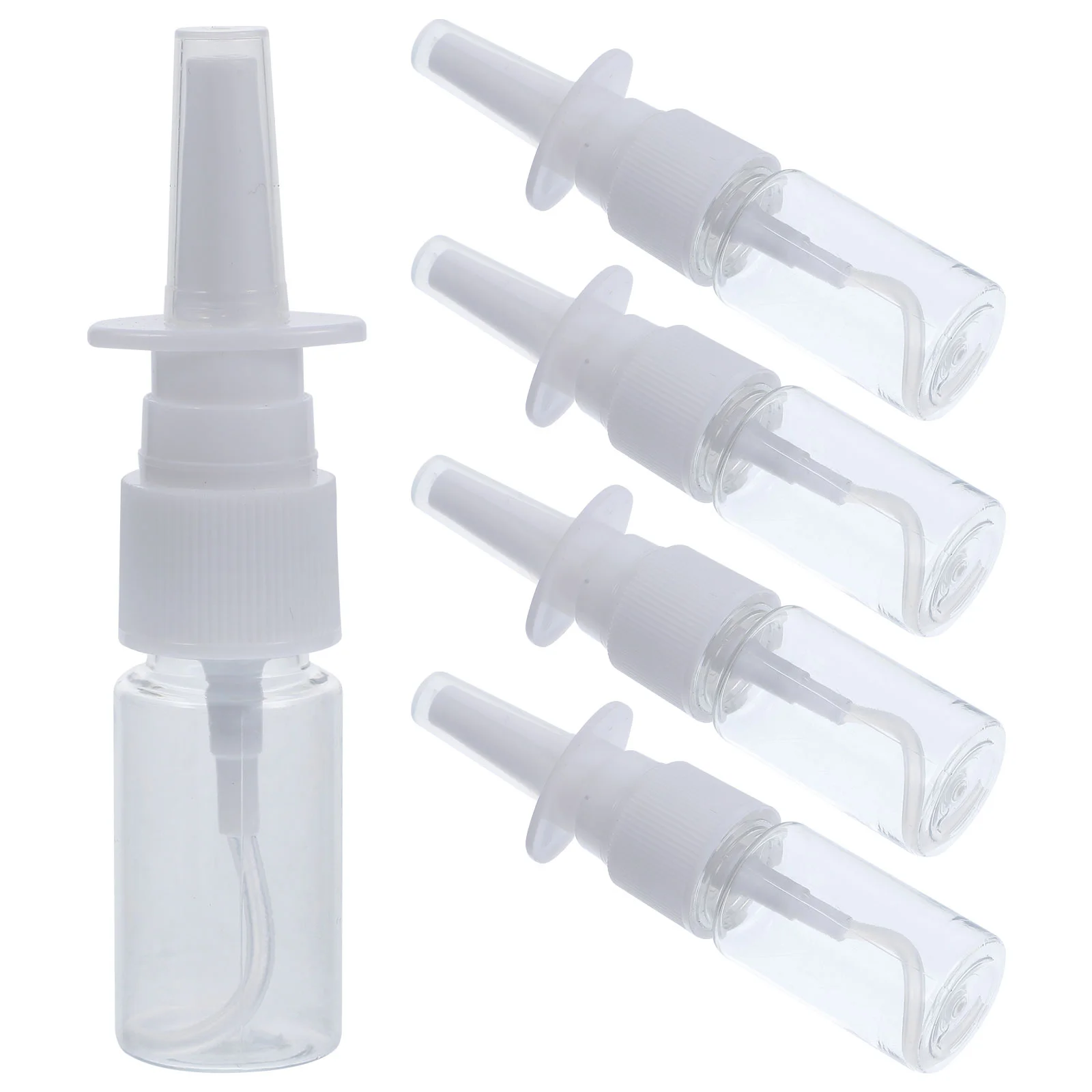 

5 Pcs 10ml Portable Nasal Sprayer Bottle Refillable Fine Mist Empty Spray Bottles (10M Transparent Flat Shoulder Bottle + 18R