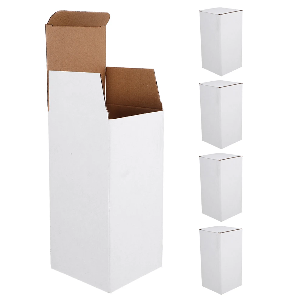 5pcs White Corrugated Packaging Box Foldable Shipping Storage Carton For Mailing Business Delivery Moving Packing Boxes