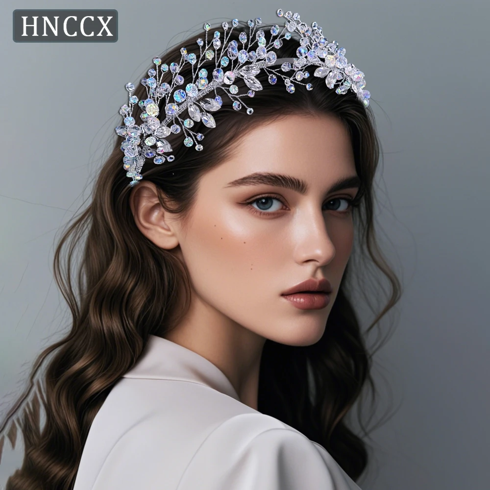 HNCCX  AB Crystal Crown Hair Hoop Bride Headwear Wedding Rhinestone Bridesmaid Headband Bling Women Hair Accessories HP911