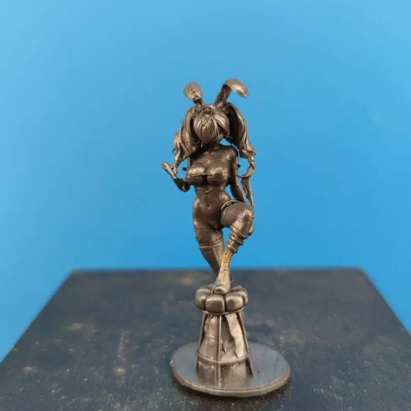 Solid Brass Little Bear GK Flaming fire Chainsaw Man Bride Rabbit Girl Dominant Demon Marimara Sexy Girl Figure Home Art Decor