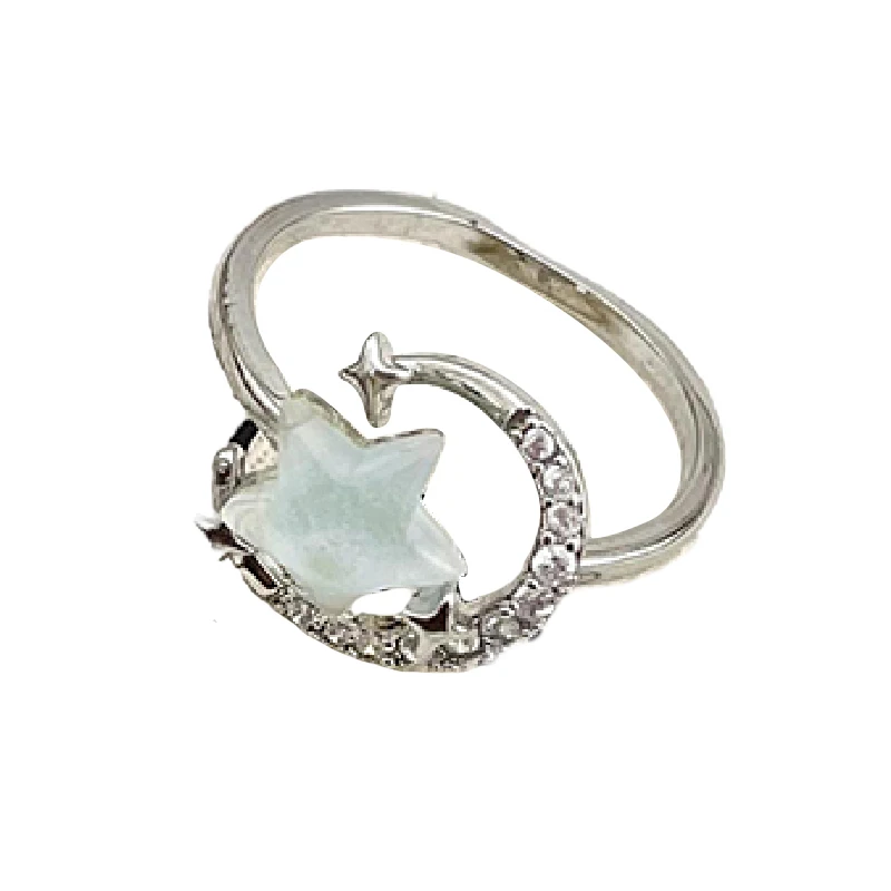 Light Luxury Moon Stars Zircon Opening Adjustable Ring For Women Girls Fashion Finger Ring Charm Jewelry Party Jewelry Gift image 6