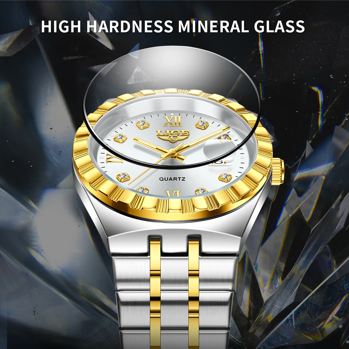LIGE 2025 أفضل ساعات كوارتز نسائية بسيطة فاخرة مضيئة الفولاذ المقاوم للصدأ التقويم مقاوم للماء ساعة السيدات reloj de mujer + BOX