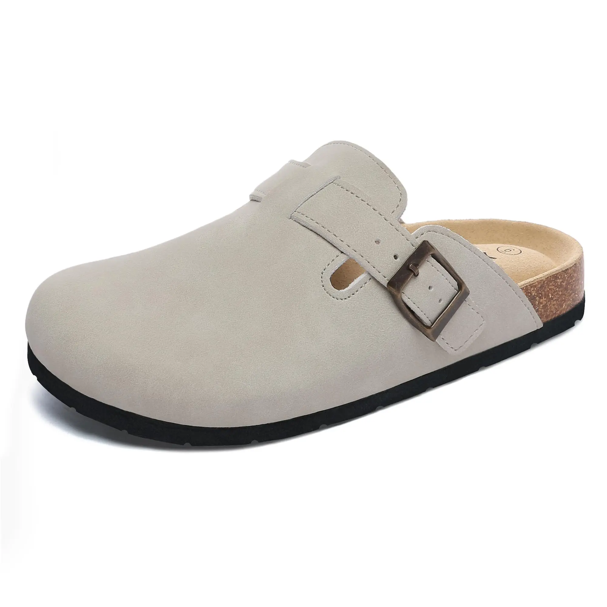 

Eyriphy Suede Clogs For Women Leather Cork Mules Fashion Comfort Women House Slippers Clogs With Arch Support Adjustable Buckle