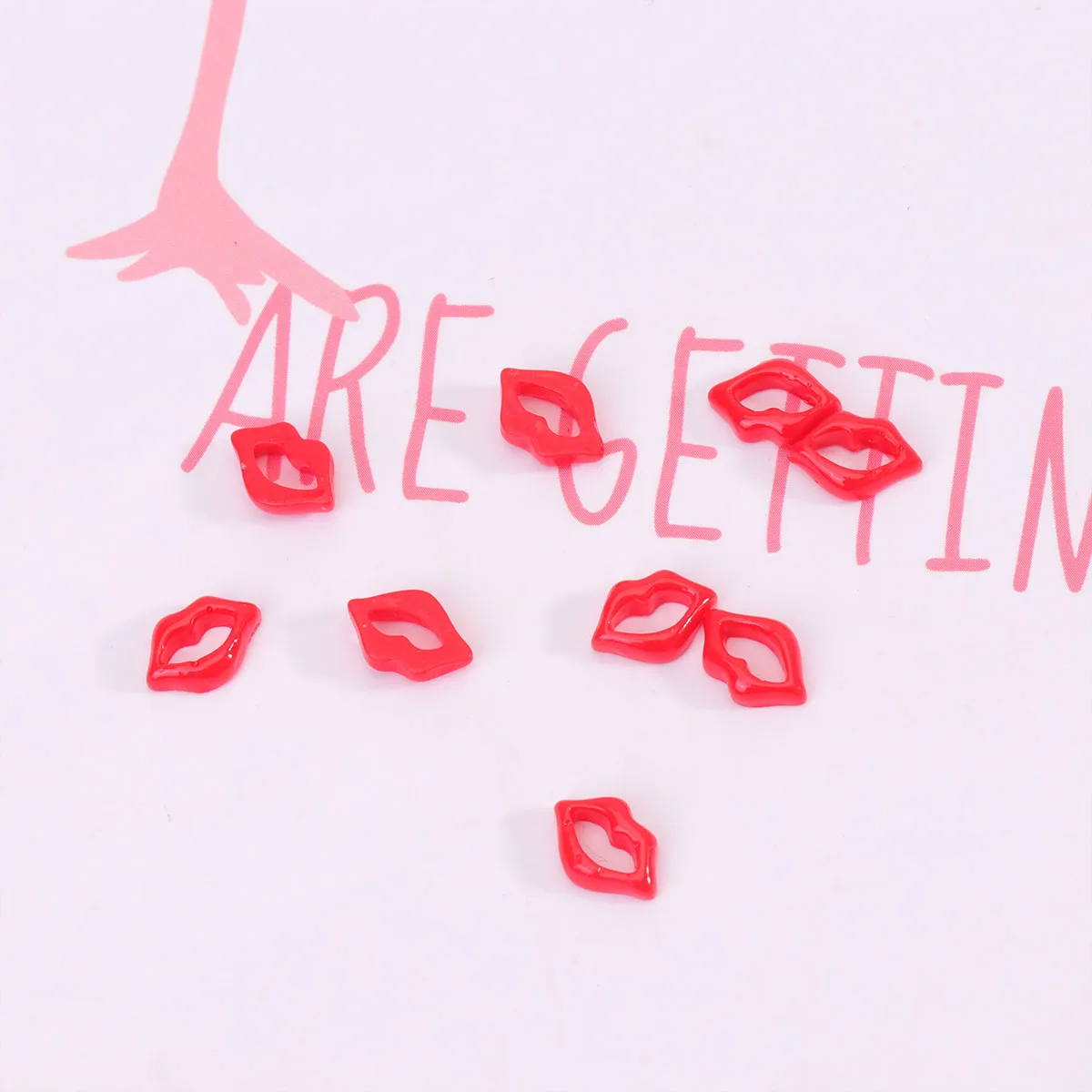 

100Pcs Creative Red Lips Shape Phone Case Sticker DIY Accessory Craft Supplies Embellishments