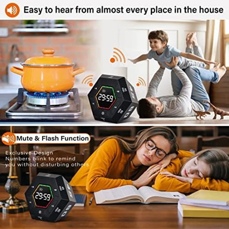 1 PCS Pomodoro Timer Productivity Timer Plastic Time Management Tool 3, 5, 15, 30, 45, 60 Minute Preset Smart Countdown Timer