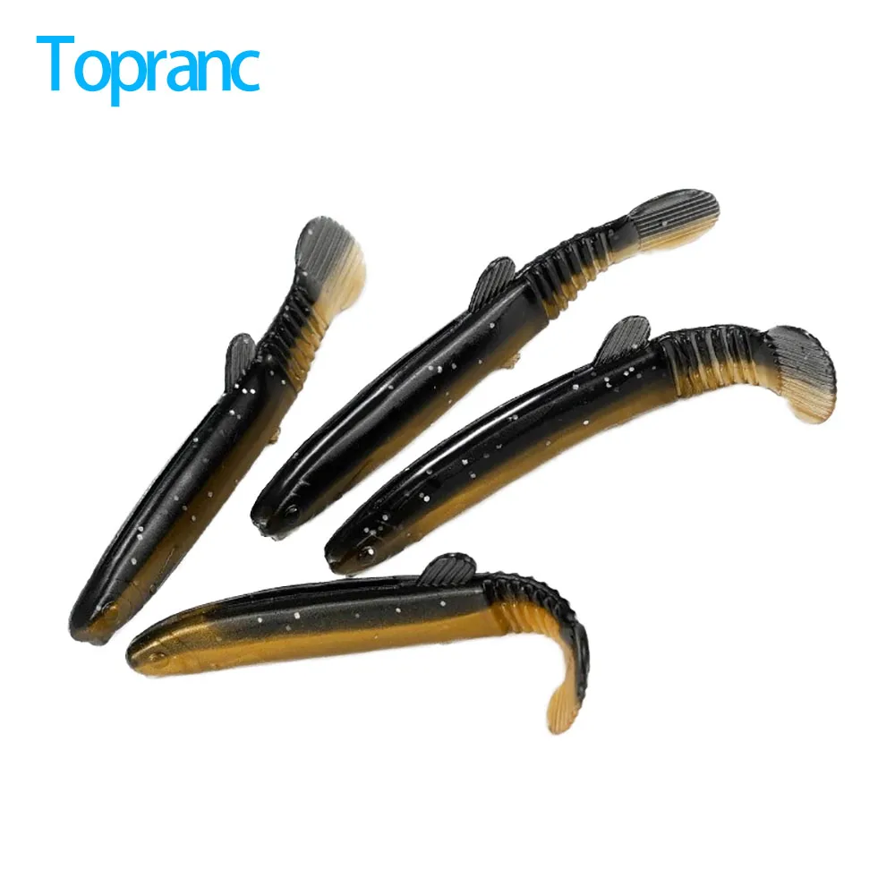 Topranc 15 Stück weicher Angelköder, 70 mm, 2,2 g, gefälschter Schmerle, weicher Kunststoffköder, weicher Kunststoff-Swimbait, verpackt, weicher Angelköder