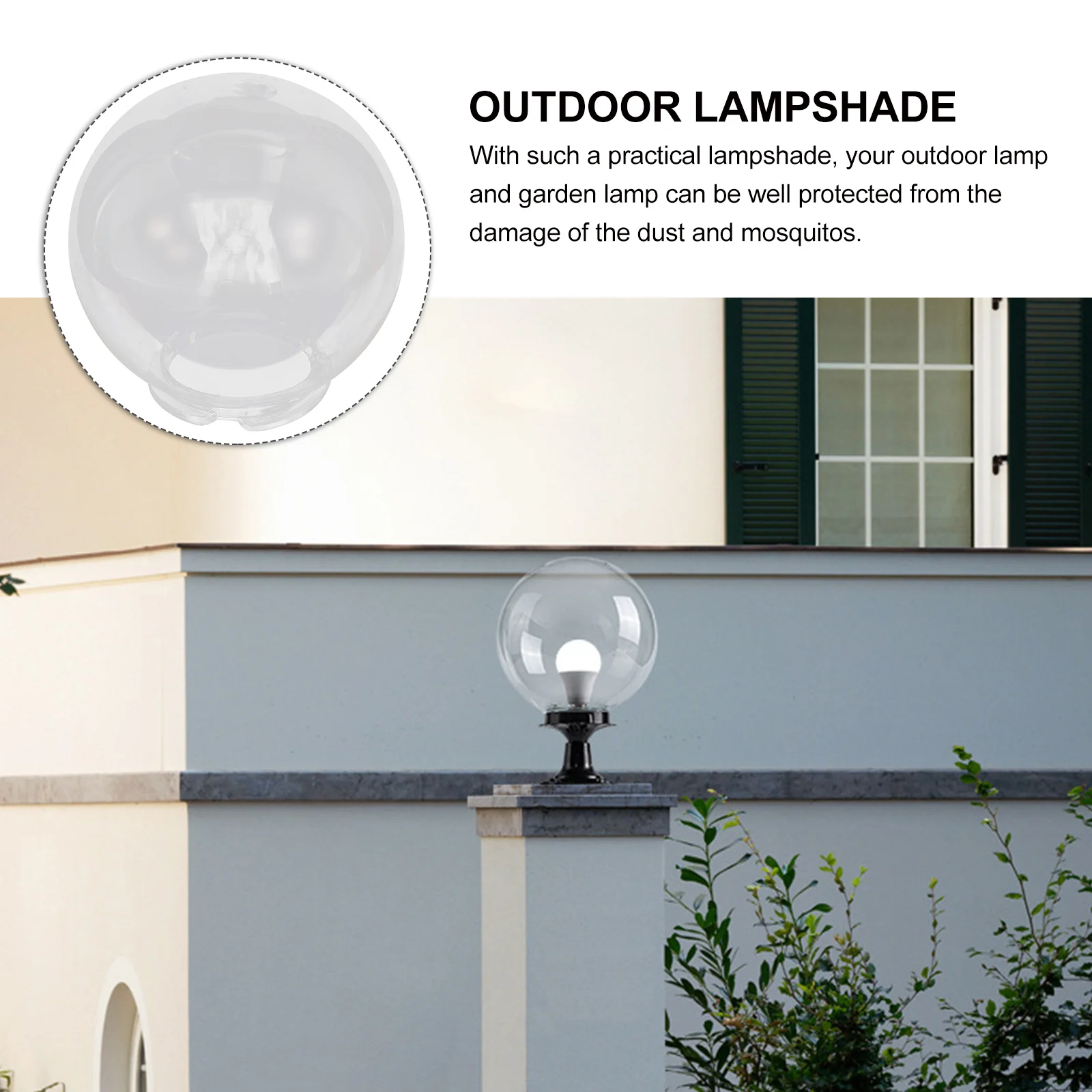 

Outdoor Round Ball Lamp Shade Landscape Plastic Light Protector Cover Waterproof Lampshade Garden Lamp Accessory