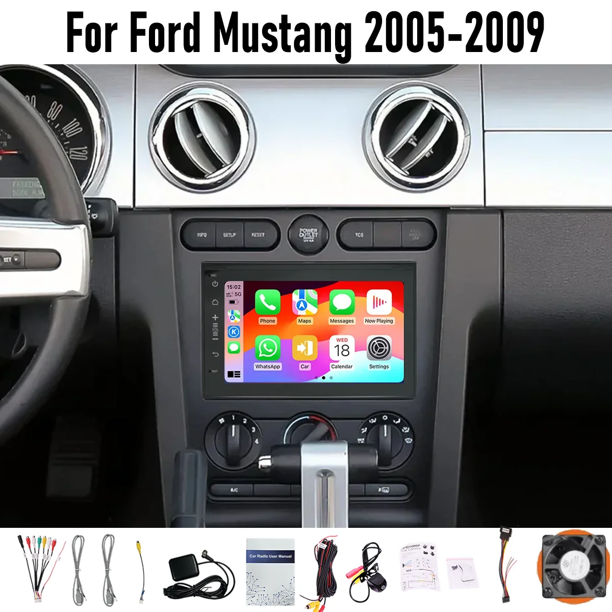 

7“ Apple CarPlay Android auto 6-128GB (8CORE) For Ford Mustang 2005-2009 Screen Android15 Head Unit GPS Navigation Radio