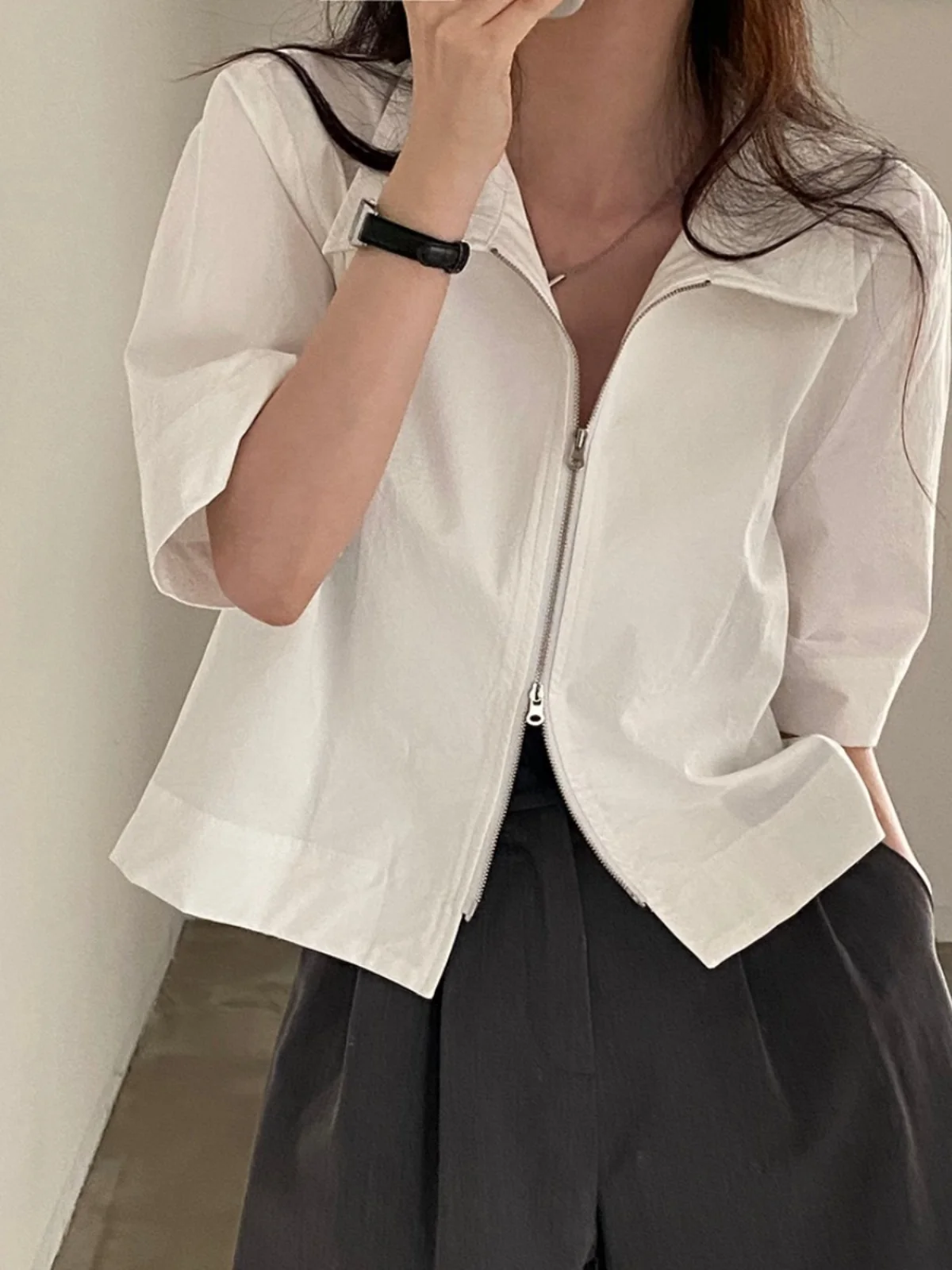 Chaqueta Casual Hoada de Manga Corta para Mujer, Verano 2025, Nuevo Estilo Coreano, E Cárdigan Corto con Doble Crema...