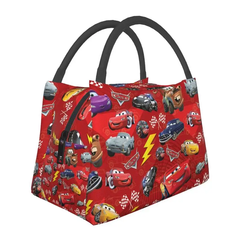 

Sally Carrera Cars Lightning Mcqueen Insulated Lunch Tote Bag for Women Resuable Thermal Cooler Bento Box Work Travel