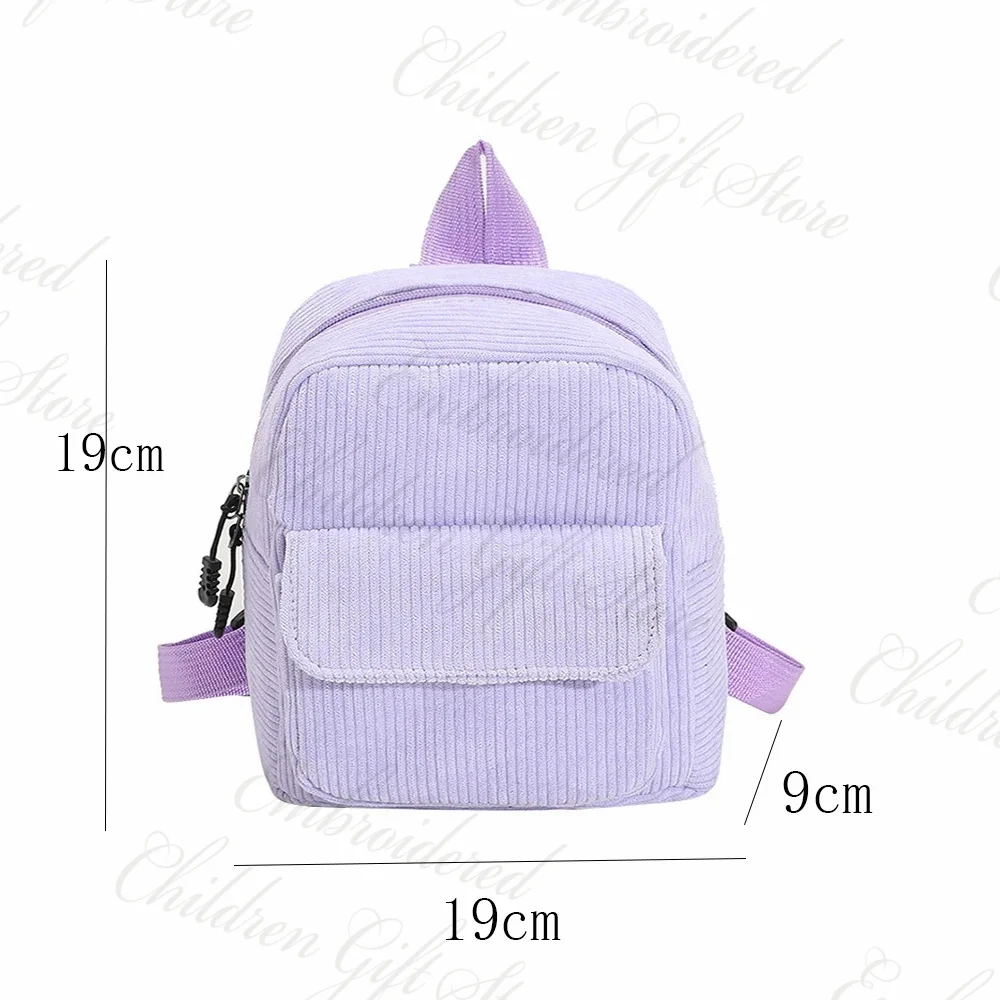 Mini Size Corduroy Backpack Solid Color Personalized Name Women\'s Outdoor Bag Unique Birthday Gift Small Size Backpack with Name