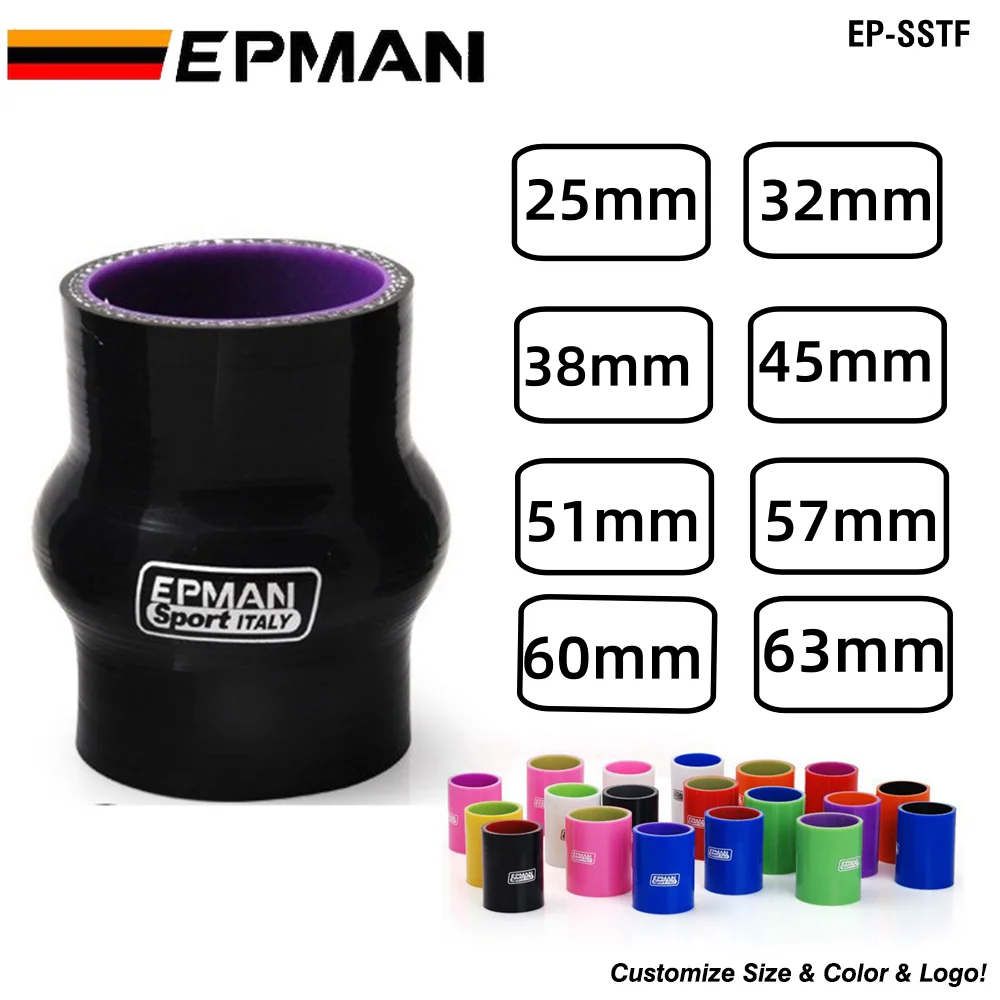 EPMAN Silicone Hump Coupler Hose Black Reinforced Turbo Coupling Universal For VW Golf MK6 25/32/38/45/51/57/60/63mm EP-SSTF63