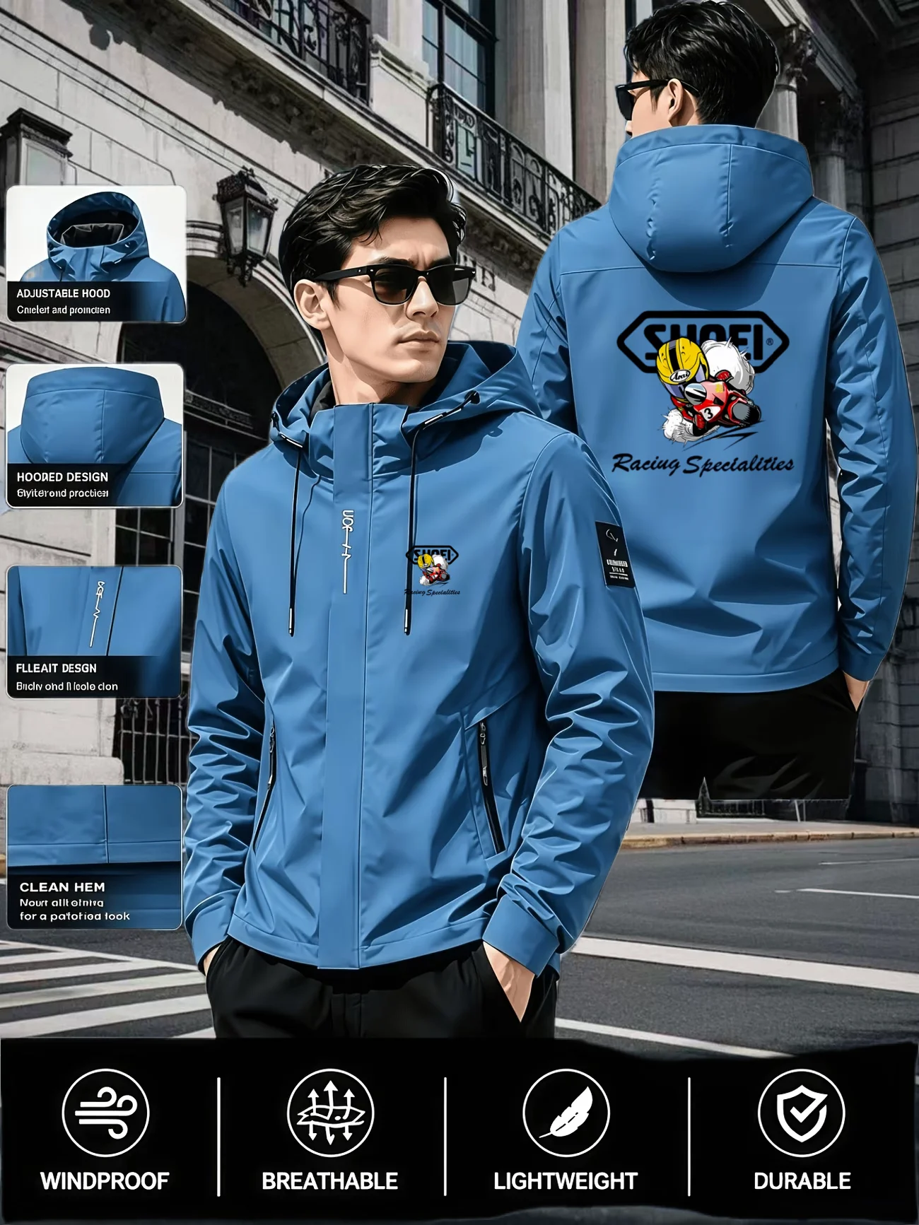 2026 Spring and Autumn New Windproof Sports and Leisure Hooded Jacket Mens High end Brand Outdoor Training Running Hooded Jacket