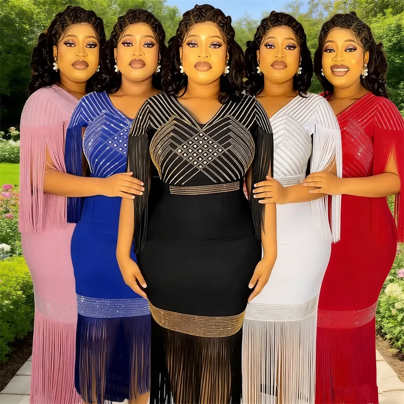 حجم كبير فساتين الحفلات الأفريقية للنساء Dashiki أنقرة الزفاف ثوب مسائي شرابات Bodycon فستان ماكسي أفريقيا الملابس 2025