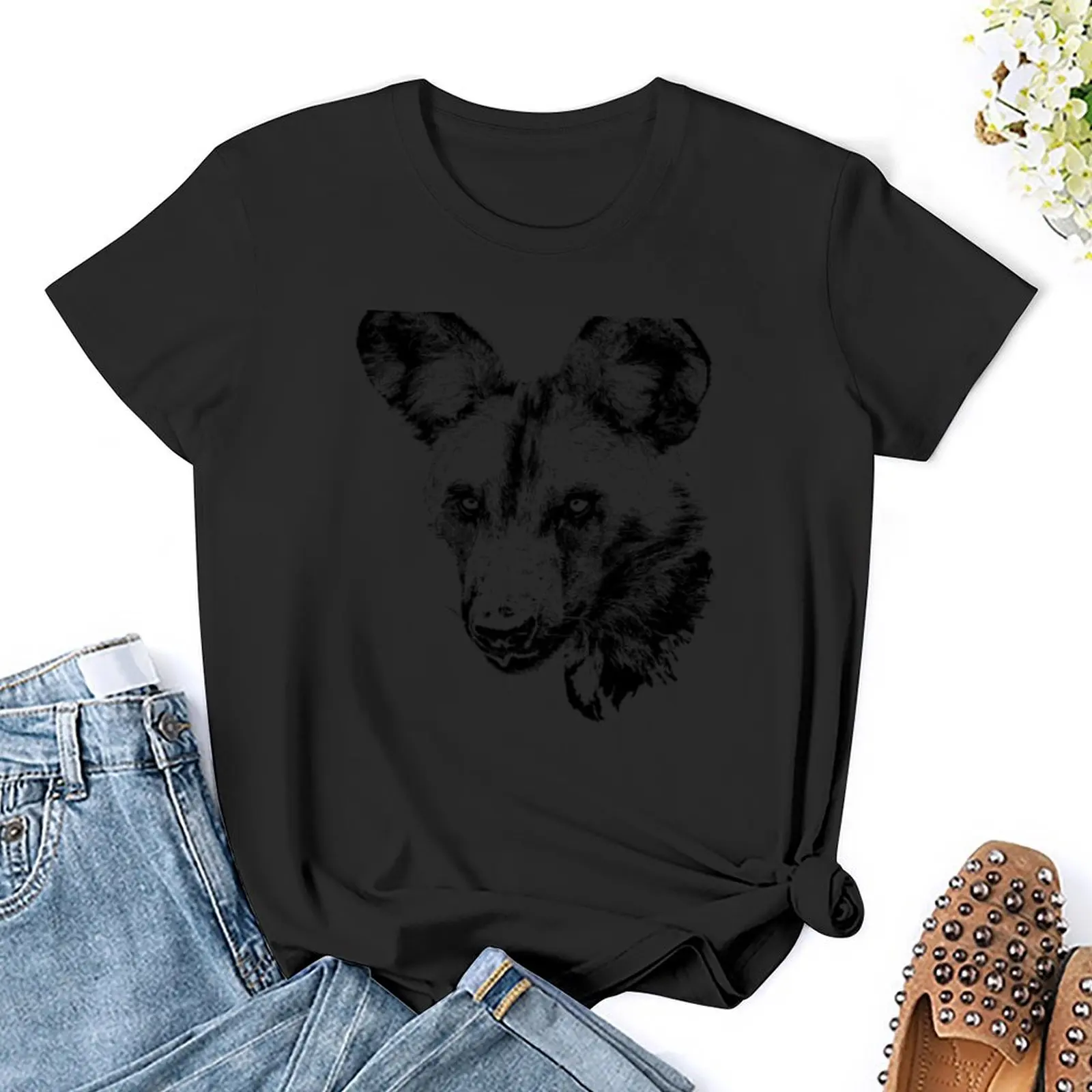 African Wild Dog | African Wildlife T-Shirt lady clothes shirts graphic tees Blouse luxury designer clothing Women