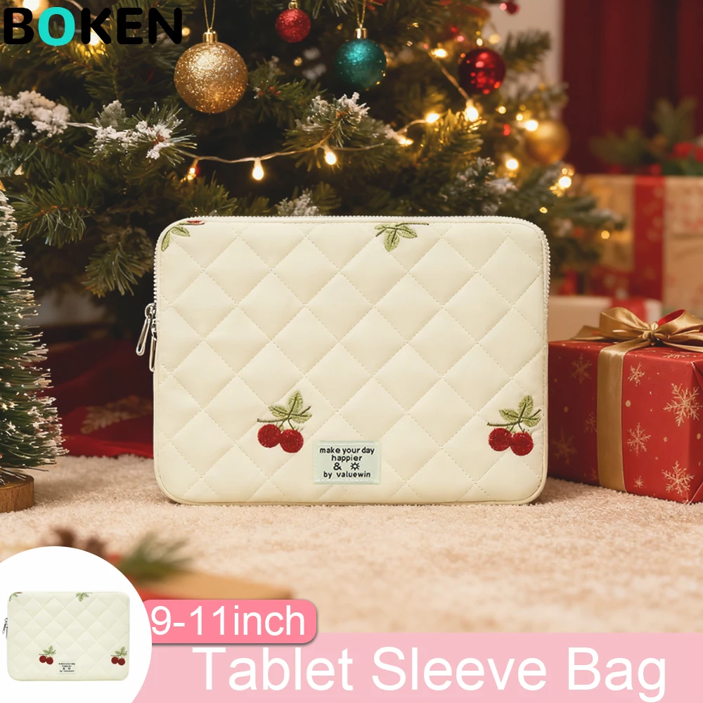 

Cherry Embroidery Tablet Sleeve Bag 9-11inch for iPad Air/Pro M1/M2/M3, Xiaomi pad 6/6 Pro Samsung Galaxy Tab S9/S9+ Tablet Case