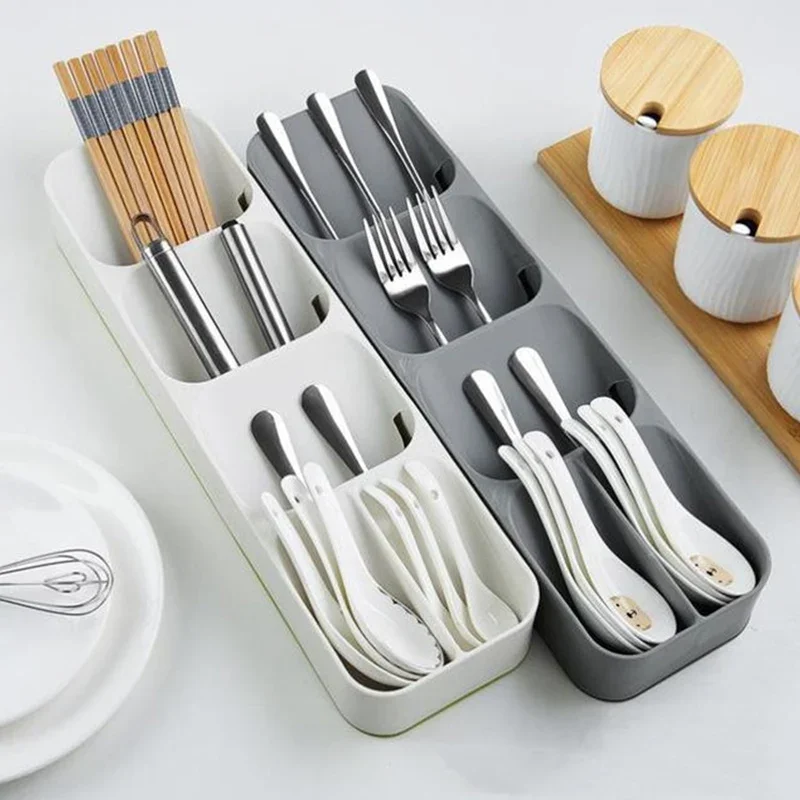 Kitchen Drawer Knife And Fork Partition Storage Box Tray Tableware Spoon Box Soup Spoon Chopsticks Separation Household Shelving