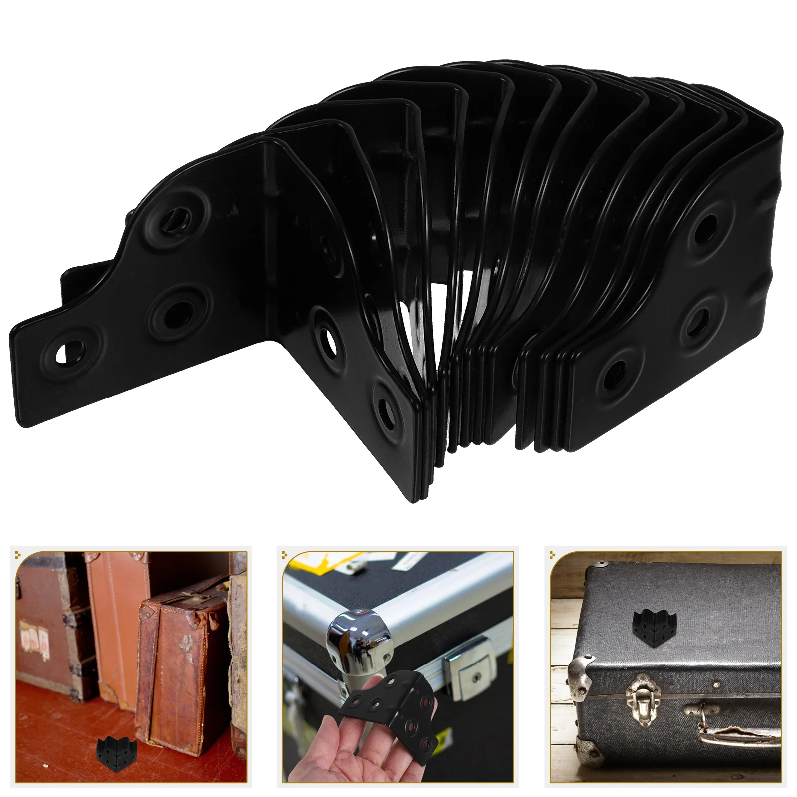 

12pcs Electroplated Metal Corner Brackets Heavy Duty Edge Protectors L-Shaped Furniture Guards For Storage Boxes Office Home