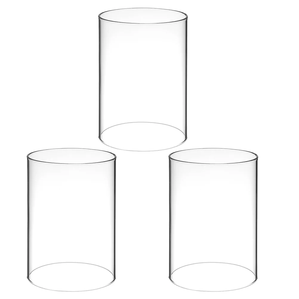 3 Pcs Candlestick Glass Lampshade Cylinder Holders Cup Hurricane Pillar Transparent