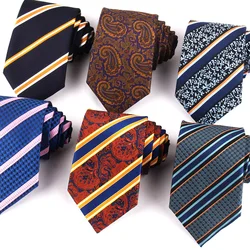 Navy Brown Yellow Color Ties For Men Women Stripe Neck Tie For Wedding Business Classic Groom Neckties Men's Striped Neck Tie