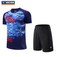 2024 Victor Sports set T-shirt Top Badminton wear Women's couples quick drying short sleeve breathable shorts Running gym Men