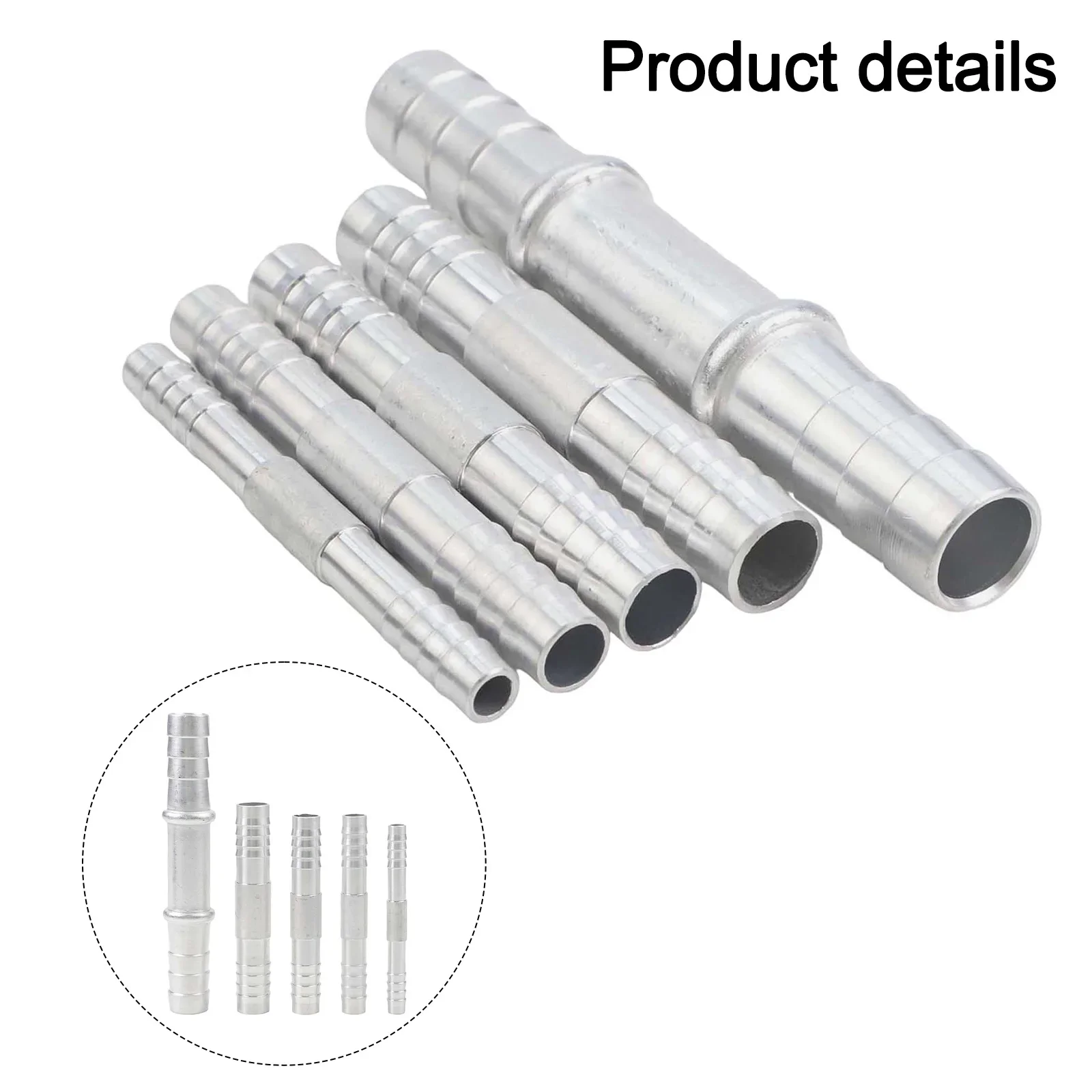 5PCS Aluminum A/C Hose Barb Straight Splice Push In Fittings 8 11 13 16 17MM Suitable For Car Air Conditioning Hose Connections
