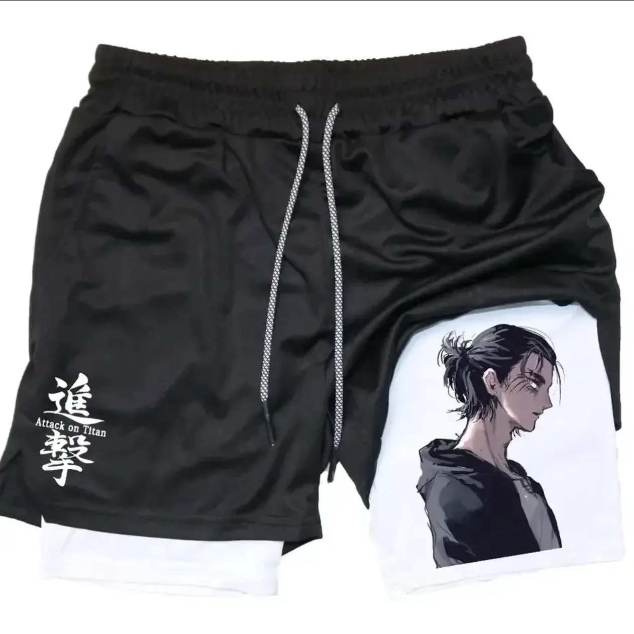 Men\'s printed sports pants, casual running pants, outdoor pants, double-layer pants, new style, can hold mobile phones in summer