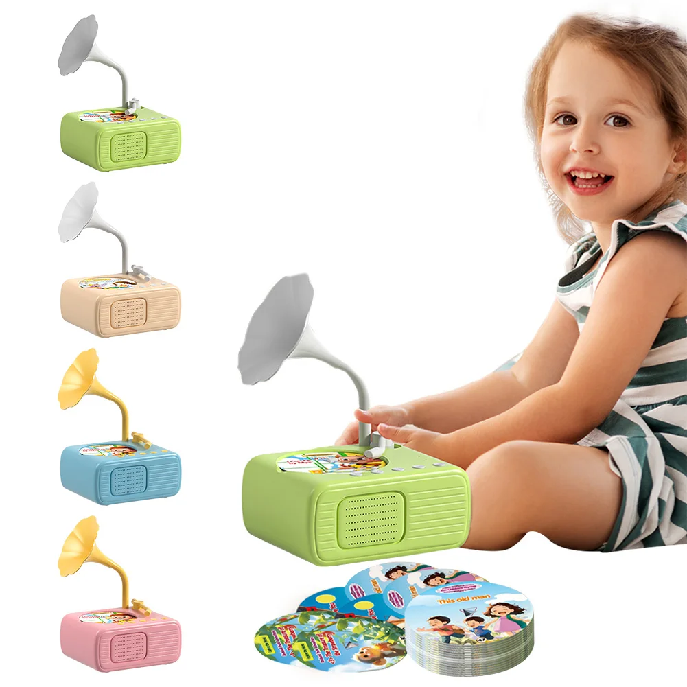 Kinder-Phonograph mit Lautsprechern, Kleinkind-Plattenspieler, Story- und Musik-Player für Jungen und Mädchen ab 3 Jahren