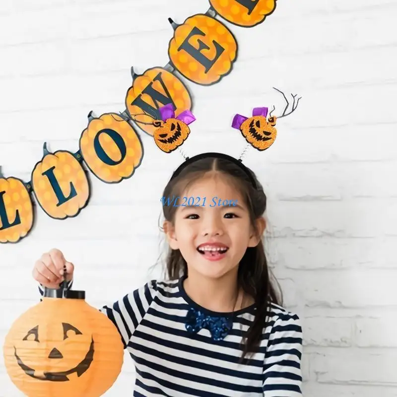 

G5GC Colorful Spooky Spiders/Bat Hairband Women Student Photography Hairband Spooky Pumpkin Washing Face Headbands