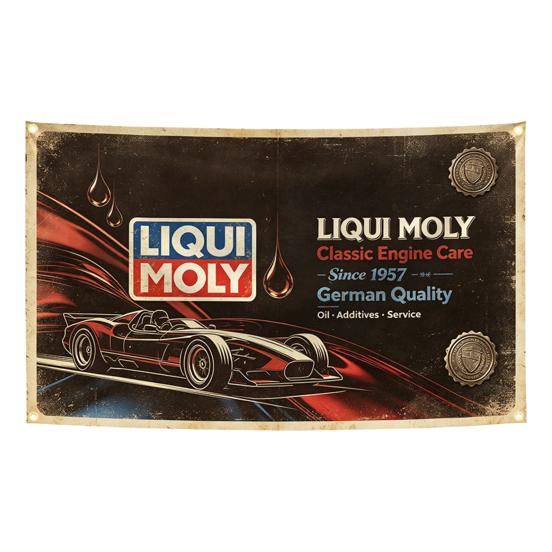 60x90cm 90x150cm 120x180cm Liqui Moly Flagge Deutsches Motoröl Wandteppich Polyester Banner Auto Garage Werkstatt Wanddekoration