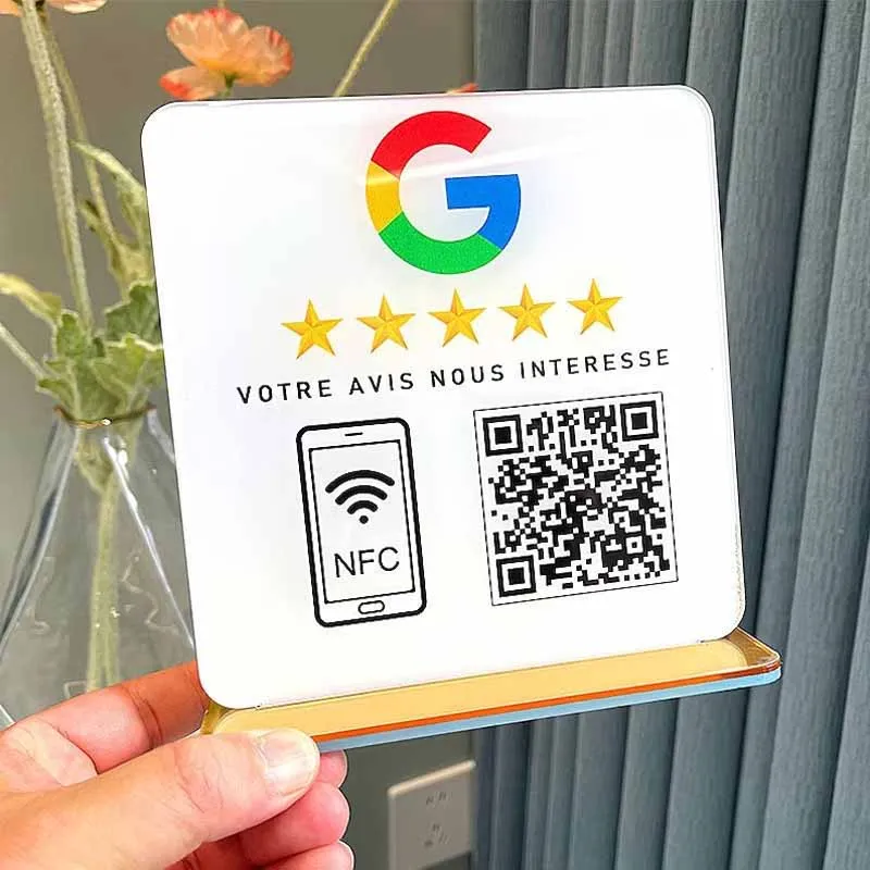 Imagem -02 - Revisão do Google qr Code Sign Nfc Scan Code Sinais de Mídia Social Google Review Card Your Business Retail Store Decor