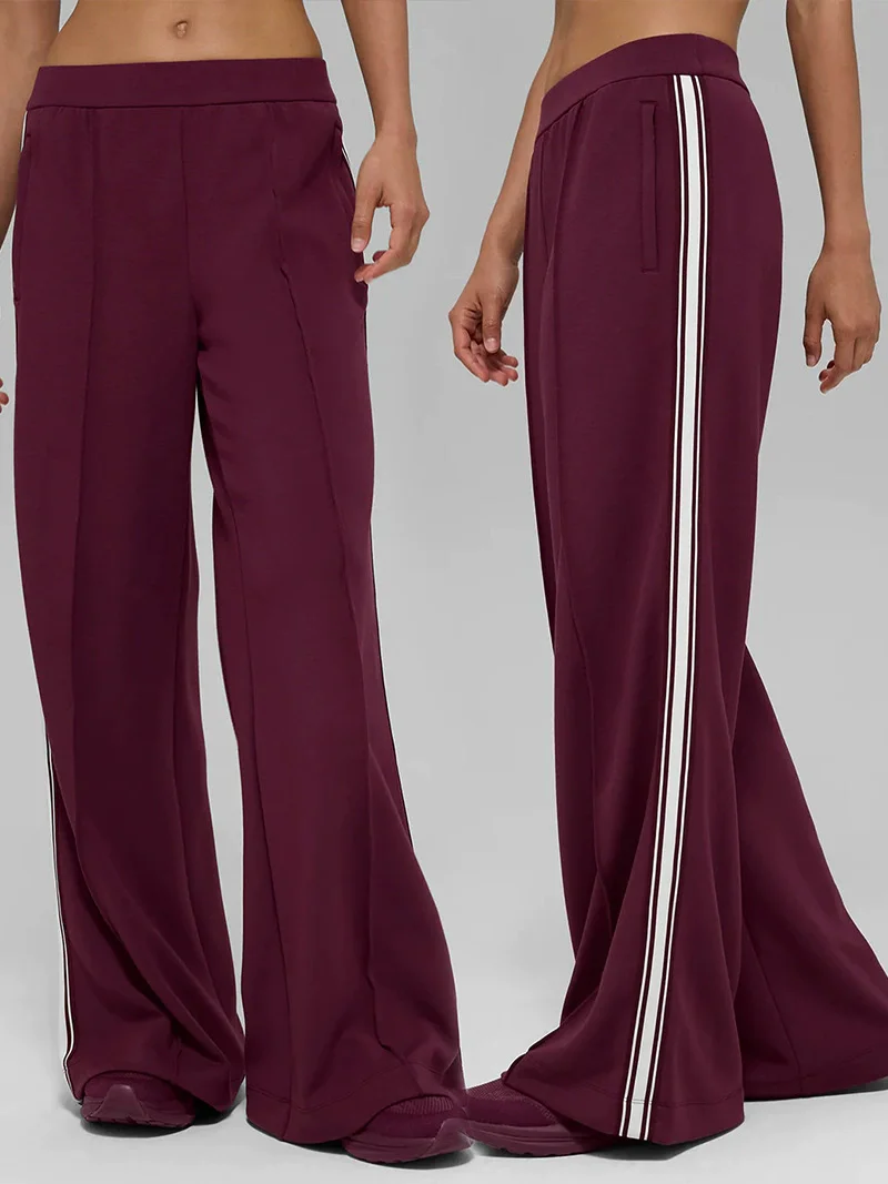 

Новая осенне-зимняя коллекция, модальный воздушный слой, без подкладок, белые полосатые свободные широкие брюки, повседневные спортивные брюки, женская нижняя одежда