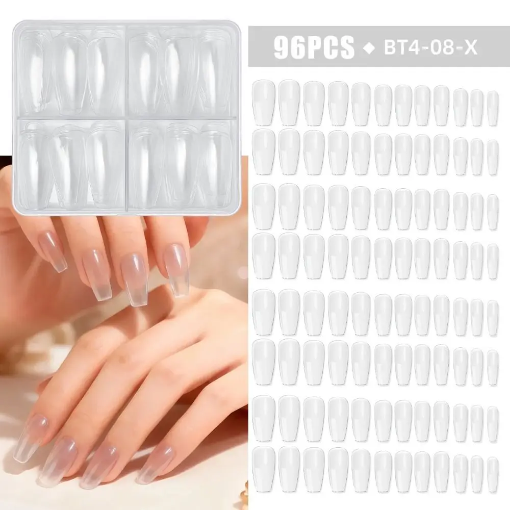 96pcs Coffin Ballet French False Nails Matte Mix Color Full Cover Nail Tips Pure Color Detachable Fake Nials Woman DIY Nail Art