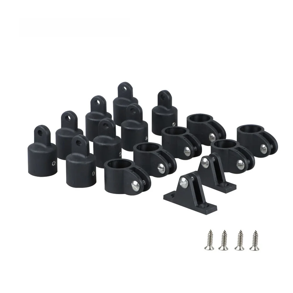 16-Piece For Bimini Top Fitting Set in Nylon Including Eye End Jaw Slides Slide Covers and Two Mountain Mounting Seats