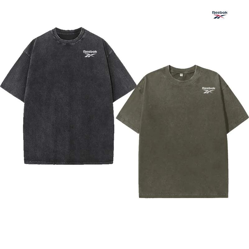 Reebok Brand Retro Round-Neck Short-Sleeve Sporty Fashion T-Shirt, 2-Piece Set, Available in Various Colors. Versatile Unisex De view 6