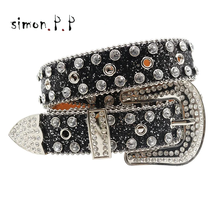 

Women's Jeans Rhinestone Large Size Belt Men's Belt Western Denim Shiny Rivet Design Leather HipHop Punk Rock Y2K Style Belt