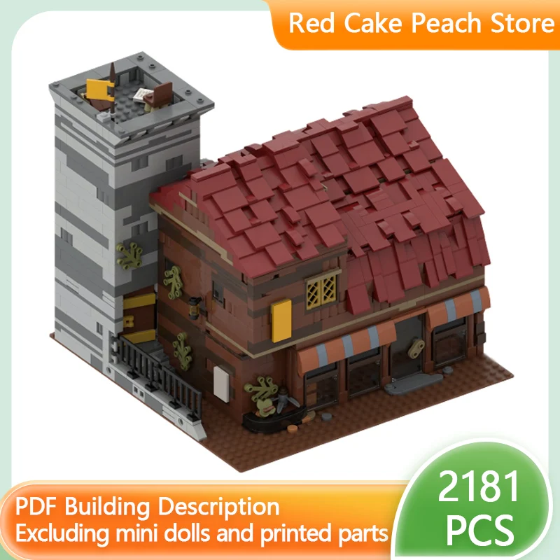 

Medieval Castle Model MOC Building Bricks Tailor Shop With Yard Modular Technology Children Holiday Gifts Assemble Toys Suit