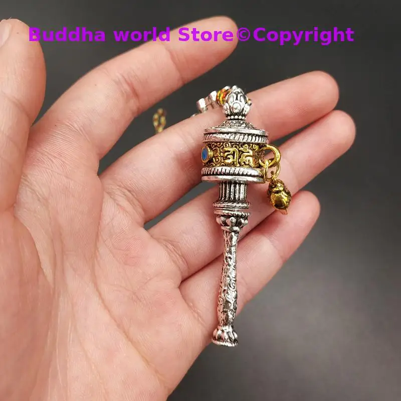 4PCS GOOD Efficacious Amulet Greco-Buddhist pocket travel CAR Om mani padme hum Safety Prayer wheel Mantra Tibet Buddha Pendant