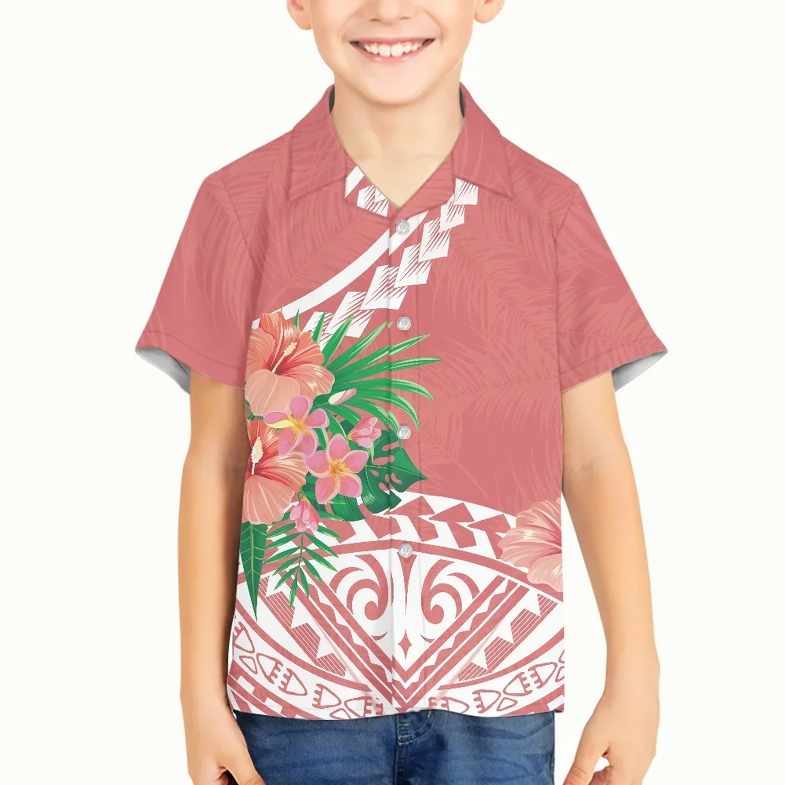 Polynesian Tribal Tongan Totem Tattoo Prints Kid Boy Children Fashion Hawaiian Shirt Male Casual Beach Aloha Shirts Hawaiana