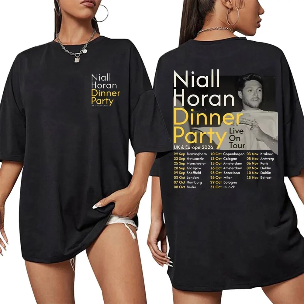 Women Men Harajuku Hip Hop Street T-shirt Niall Horan Dinner Party UK & Europe 2026 Live on Tour T Shirts Casual Cotton Y2K Tee