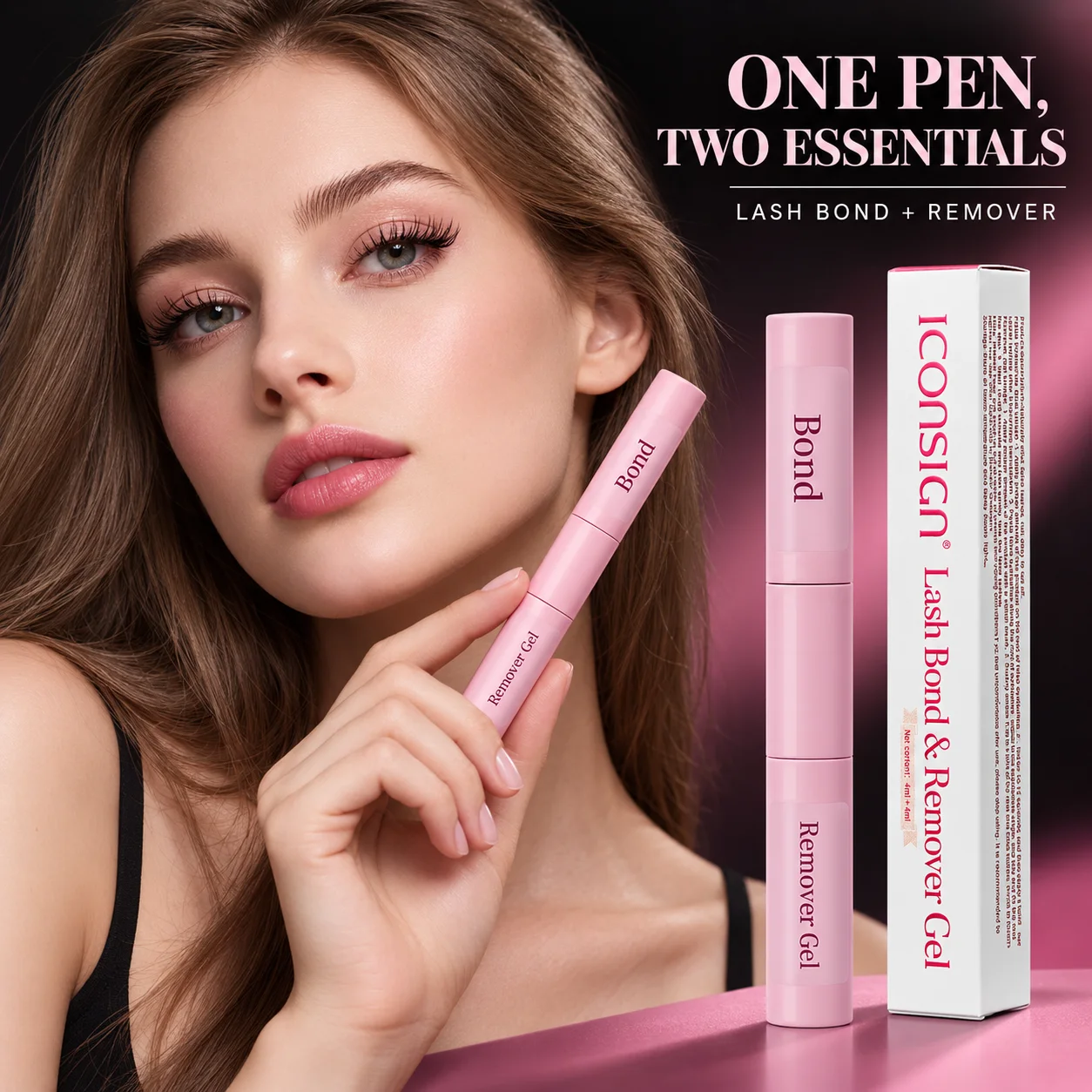 Iconsign 2-in-1 lash Bond and Remover Gel No Residue and Non Irritating, Long Lasting Effective Easy to Carry and Use for Women