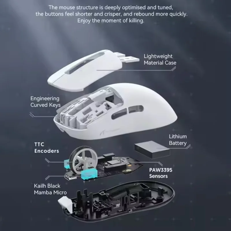 X8 2.4G BT ماوس ألعاب سلكي من النوع C 26000 ديسيبل متوحد الخواص قابل للتعديل PAW3395 مستشعر بصري مريح الفئران للكمبيوتر/الكمبيوتر المحمول/الفوز/ماك #4