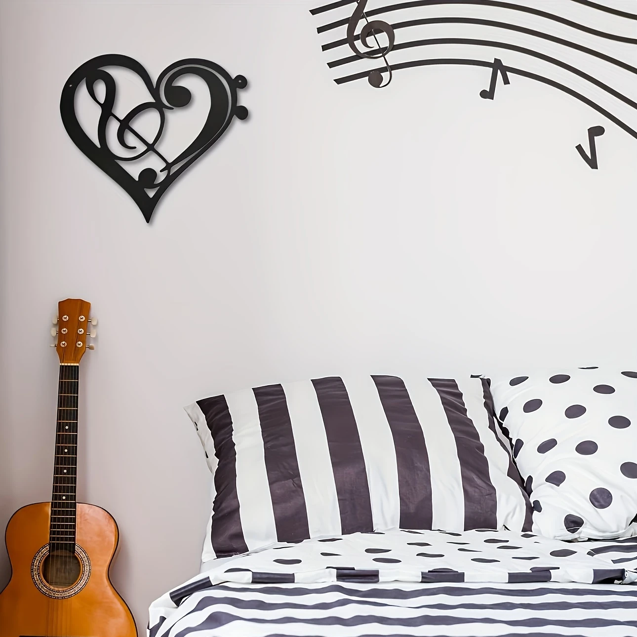 Heart Metal Music Wall Decor, Musical Notes Metal Wall Art Vintage Music Theme Note Hanging  Sign Music Room Wall Sticker Gift