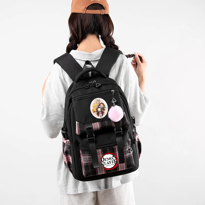 Anime Demon Slayer Backpack for Girl Boy Anime Printed Bookbag Women Bag Student Teenager Children Bookbag Schoolbag Rucksack