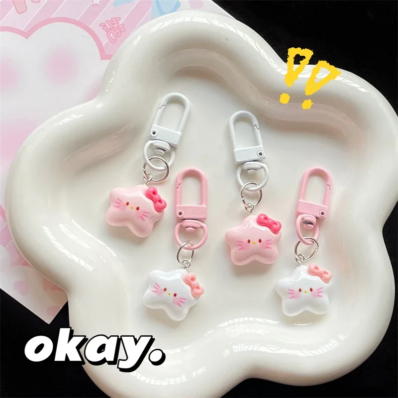 

Sanrio Hello Kitty Keychain Cute KT Key Ring Fashion Schoolbag Decoration Jewelry Ornaments Pendant Holiday Gifts