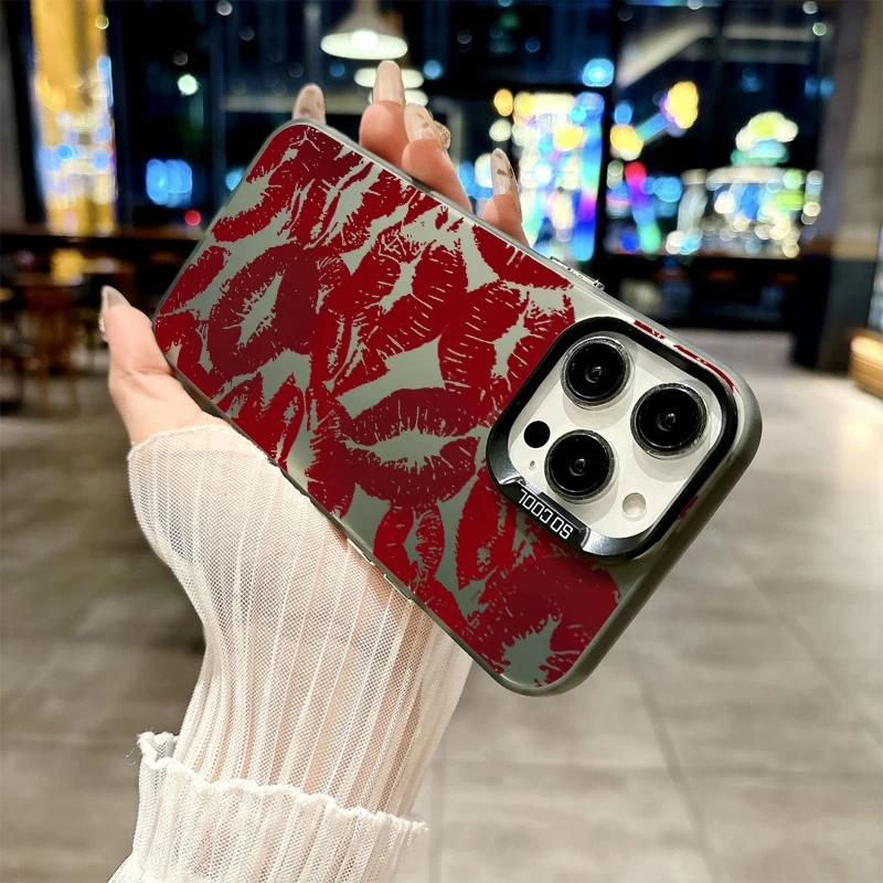 Pattern Phone Lips Case for iPhone 17 Pro Max 16e 16 15 14 13 Air 12 11 8 7 Plus Shockproof Cover 